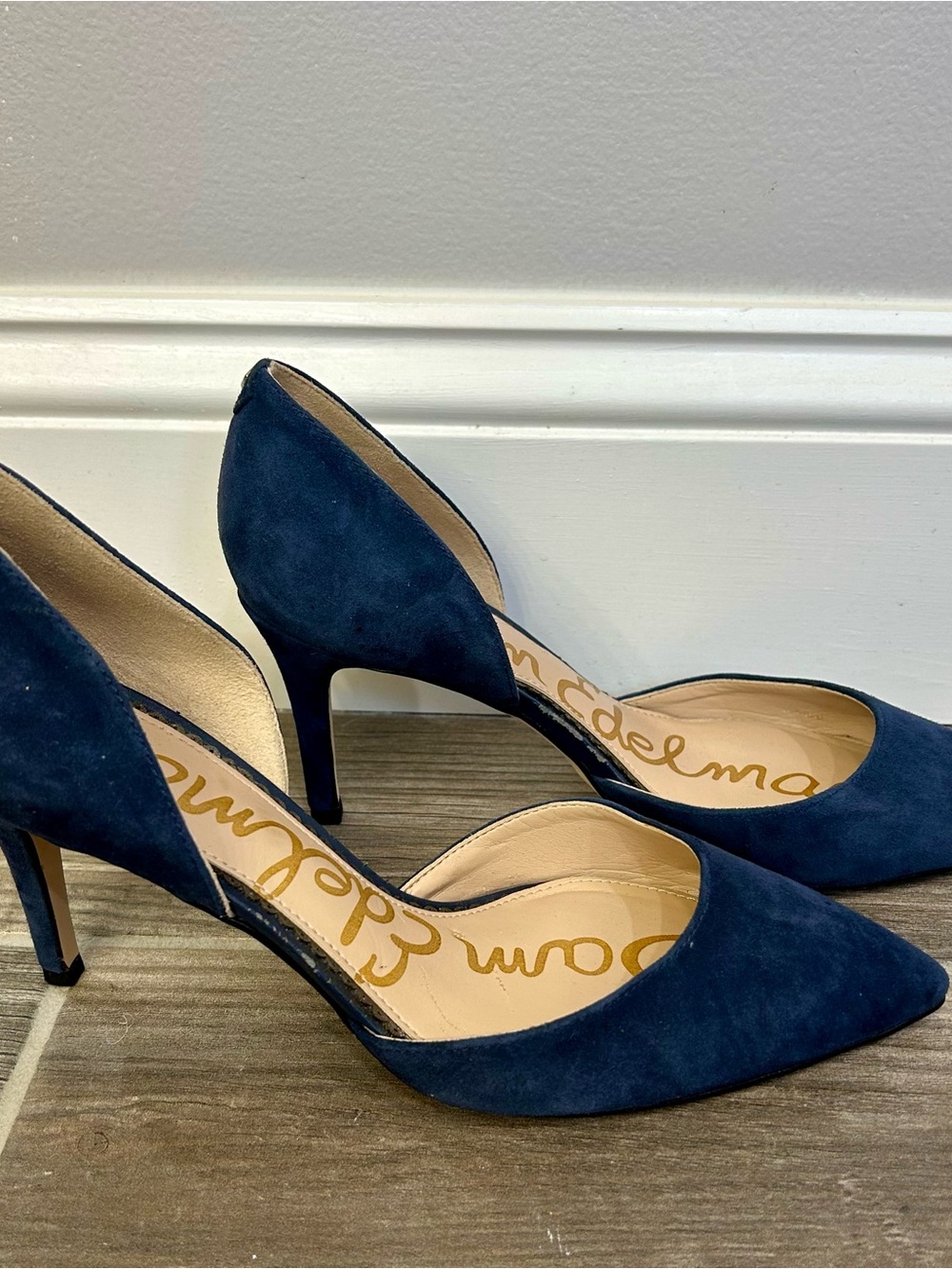Sam Edelman Navy Suede Pointed Toe D’Orsay Heels Size 7 - Picture 6 of 11